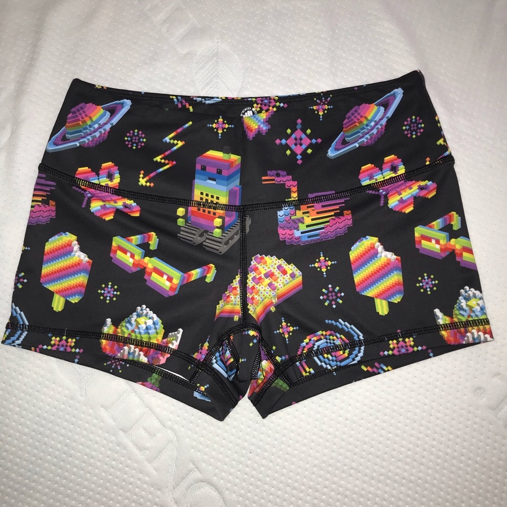 Feed Me Fight Me Rainbow Pixel Shorts